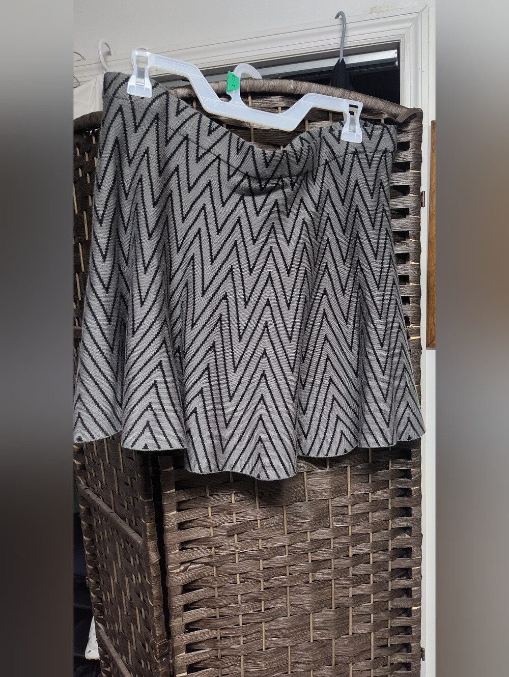 Candie's Black and Gray Chevron Mini Skater Skirt